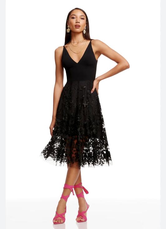 Dress the Population Dresses & Skirts - DRESS THE POPULATION Darleen Black Floral Dress - XL